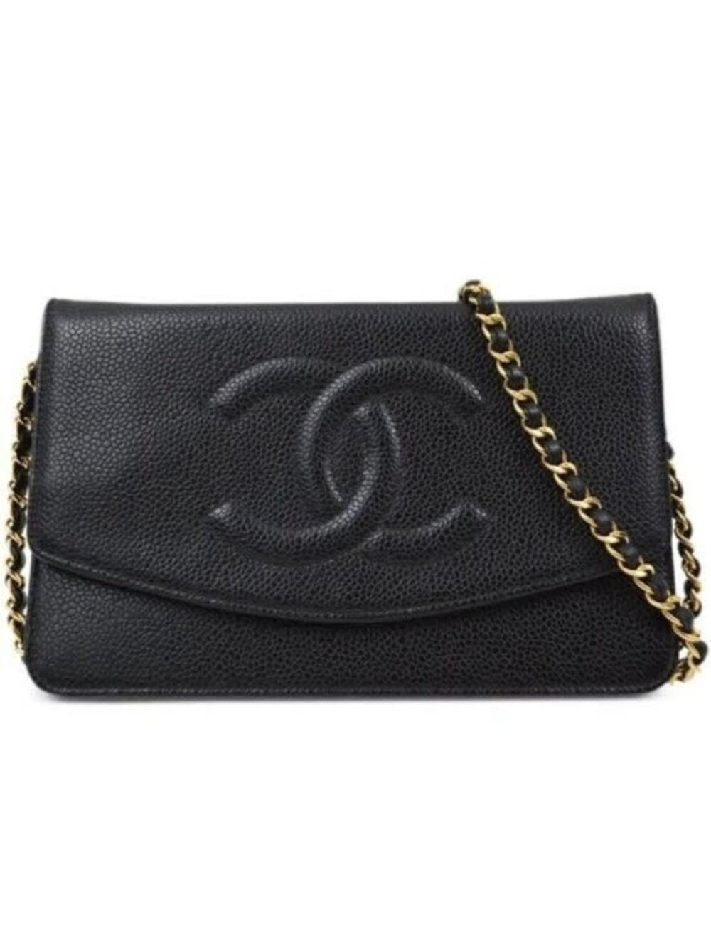Chanel CC Classic Timeless Caviar Flap Wallet on Chain Purse Black Bag - Picture 2 of 10